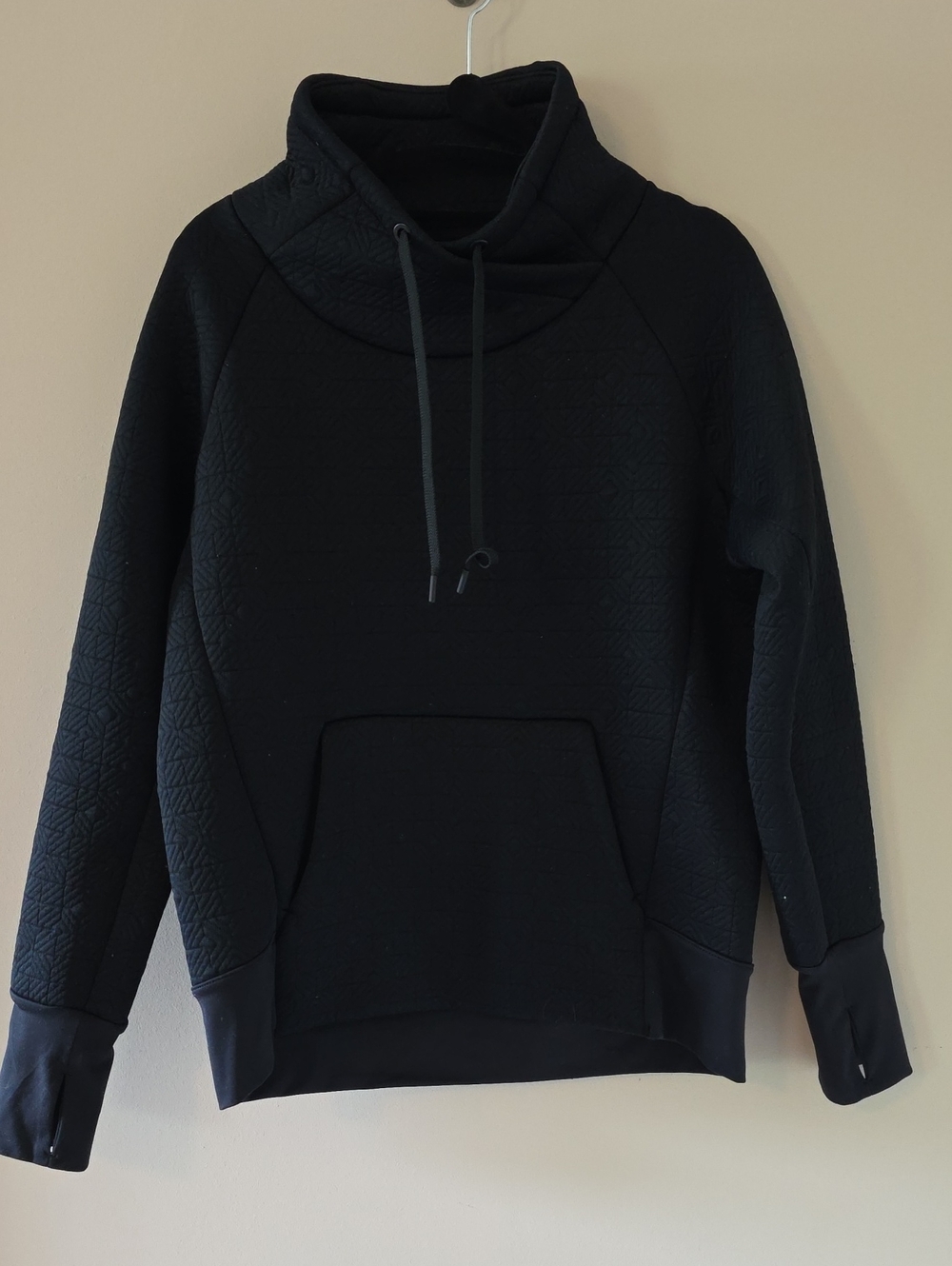 Athleta Black Quilted Funnel-Neck Pullover
